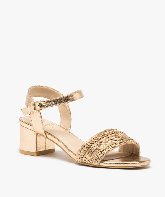 Sandales femme à talon carré et brides métallisées fantaisie vue2 - GEMO(URBAIN) - GEMO