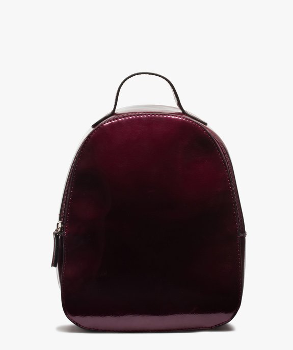 Sac à dos femme verni et arrondi aux lignes sobres vue1 - GEMO (ACCESS) - GEMO