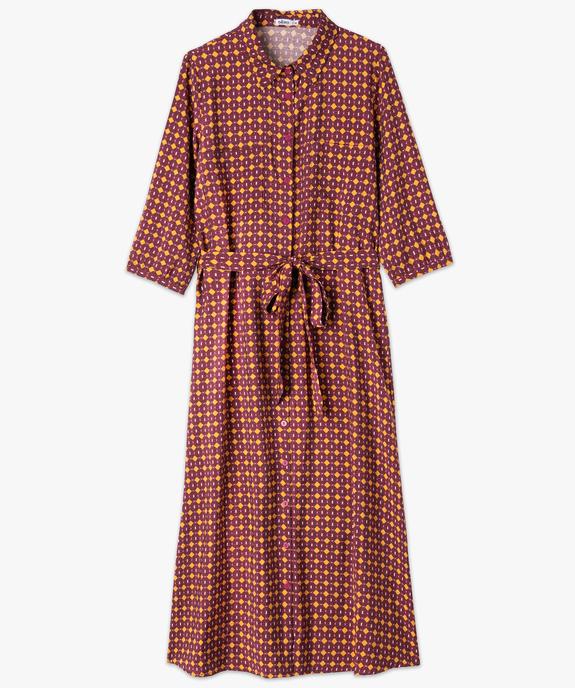 Robe longue imprimée forme chemise femme  vue4 - GEMO 4G FEMME - GEMO
