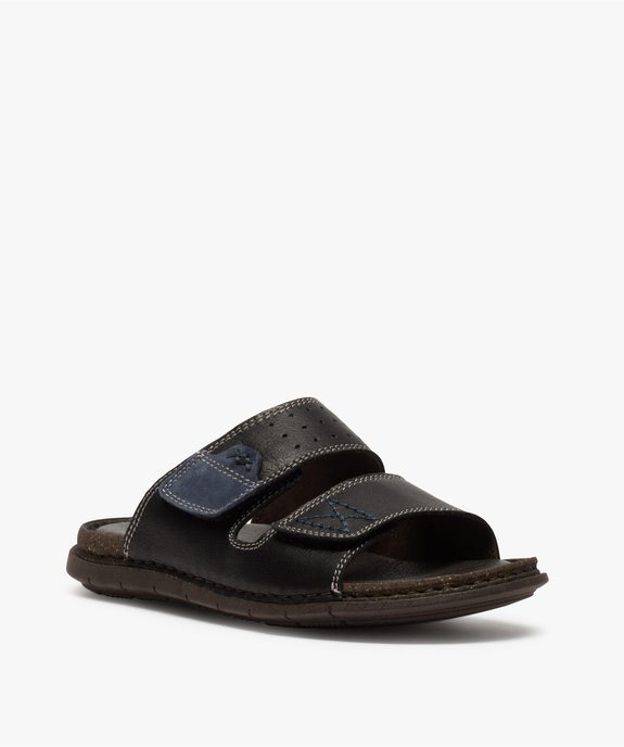 Sandales homme mules dessus et intérieur cuir vue2 - ZEN AIR - GEMO