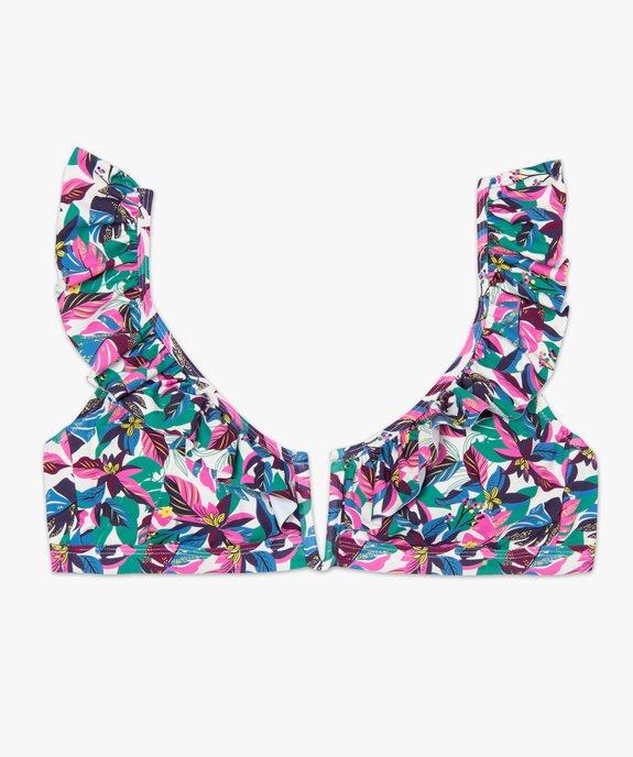 Haut de maillot de bain femme forme triangle avec volants vue4 - GEMO (PLAGE) - GEMO