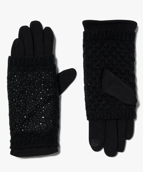 Gants et mitaines 2-en-1 avec strass vue1 - GEMO (ACCESS) - GEMO