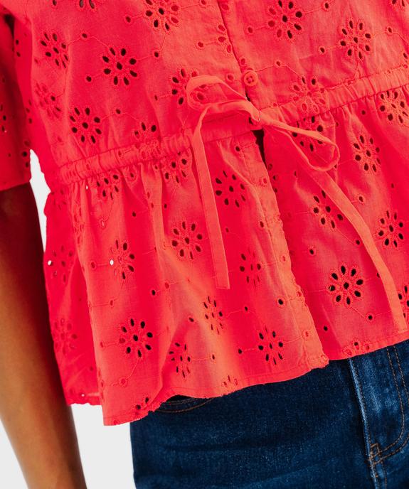 Blouse manches courtes en broderie anglaise à basque femme vue5 - GEMO(FEMME PAP) - GEMO