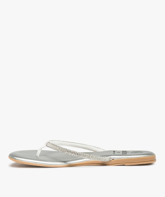 Sandales femme plates à entre-doigts couvert de strass vue3 - GEMO (CASUAL) - GEMO