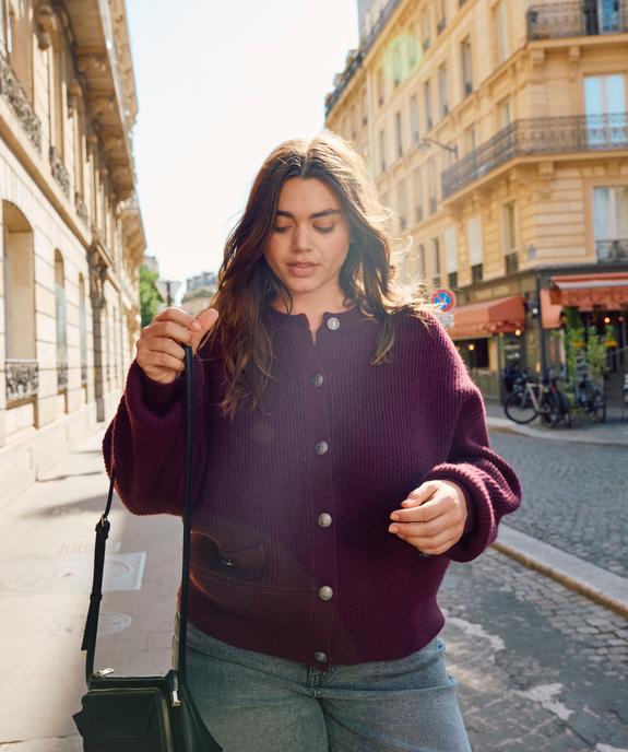Gilet à col rond en grosse maille femme grande taille - GEMO (G TAILLE) Gilet à col rond en grosse maille femme grande taille vue1 - GEMO (G TAILLE) - GEMO