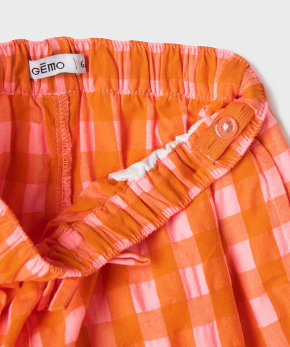 Short à carreaux avec taille élastique fille vue2 - GEMO (ENFANT) - GEMO