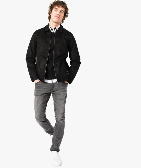 Blouson uni aspect nubuck vue5 - GEMO (HOMME) - GEMO
