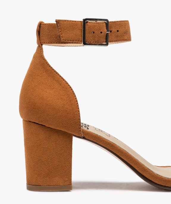 Sandales femme à talon large et bride cheville dessus suédine vue6 - GEMO(URBAIN) - GEMO