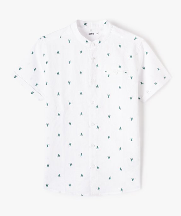 Chemise garçon à manches courtes et col mao spécial Noël vue1 - GEMO (JUNIOR) - GEMO