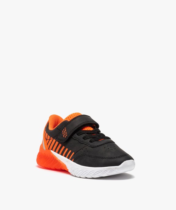 Baskets garçon running bicolores à lacets et scratch  vue2 - GEMO (ENFANT) - GEMO