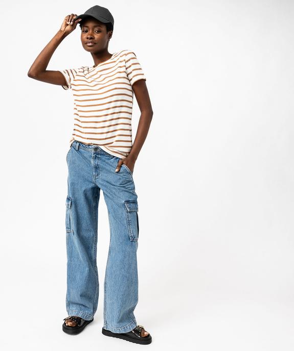 Jean coupe cargo avec poches à rabat femme vue5 - GEMO 4G FEMME - GEMO