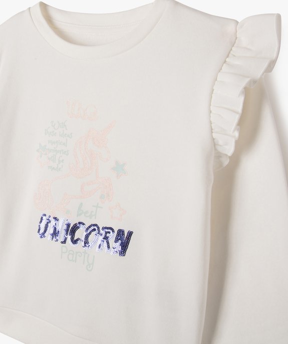 Sweat loose à manches volantées et touches pailletées fille vue2 - GEMO (ENFANT) - GEMO