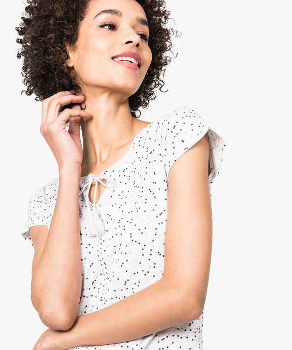Chemise de nuit imprimée à détail brodé sur l'avant vue2 - GEMO(HOMWR FEM) - GEMO