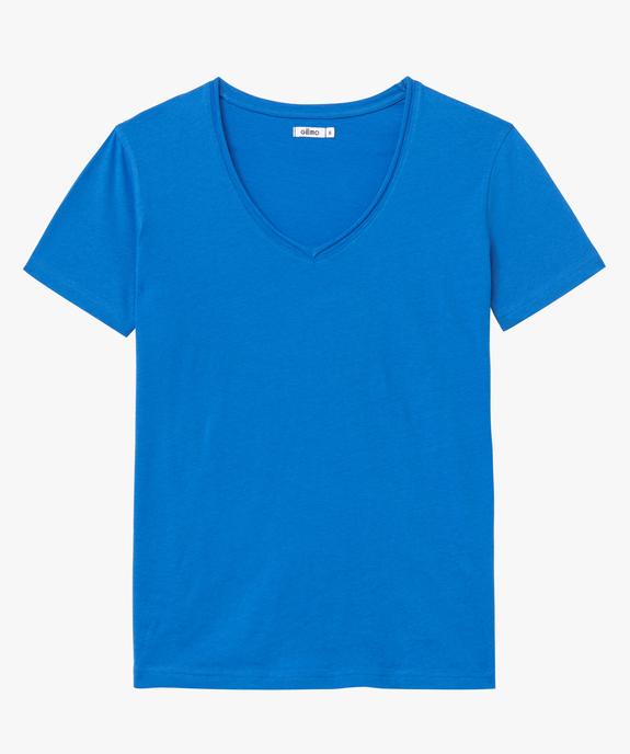 Tee-shirt à manches courtes avec col V roulotté femme vue4 - GEMO(FEMME PAP) - GEMO