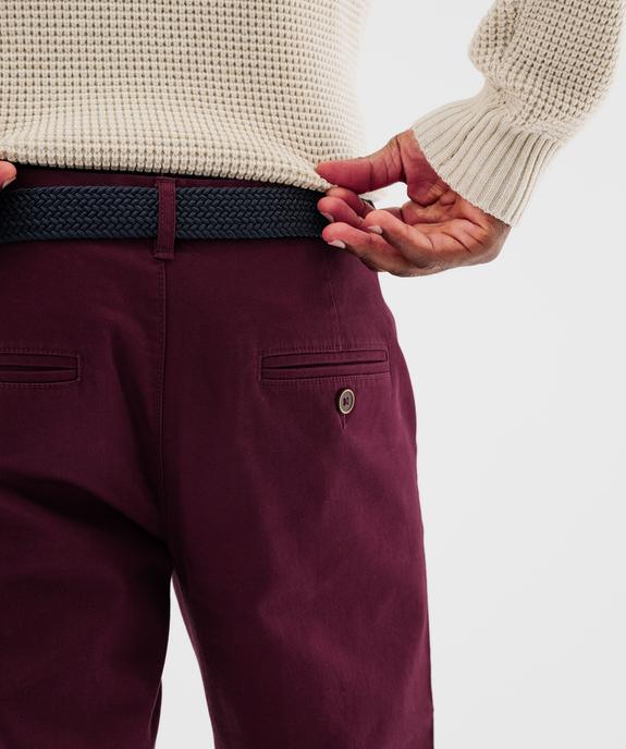 Pantalon chino en coton stretch avec ceinture tressée homme vue3 - GEMO 4G HOMME - GEMO