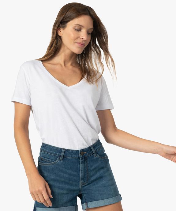 Tee-shirt femme avec large col V vue1 - GEMO(FEMME PAP) - GEMO