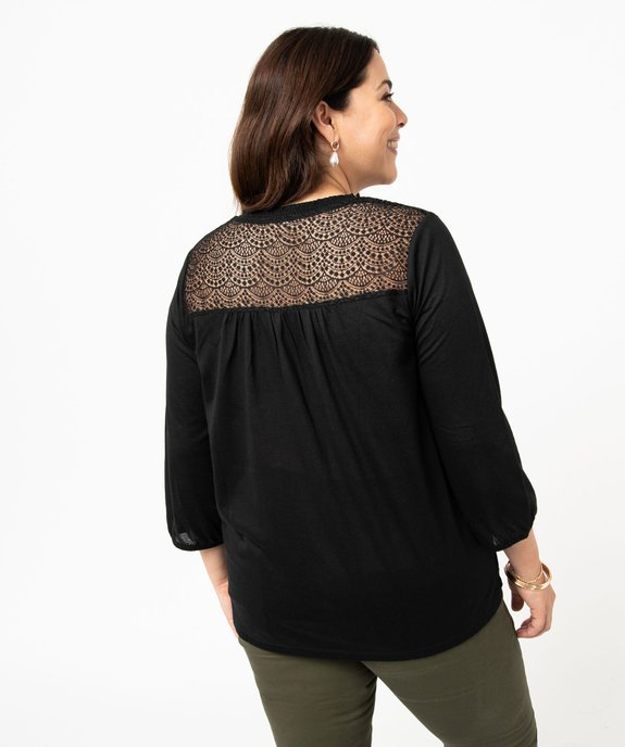 Tee-shirt droit manches 3/4 à col boutonné femme grande taille vue3 - GEMO 4G GT - GEMO