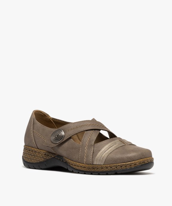 Ballerines confort à brides croisées fermeture scratch femme vue8 - SOFTRELAX - GEMO