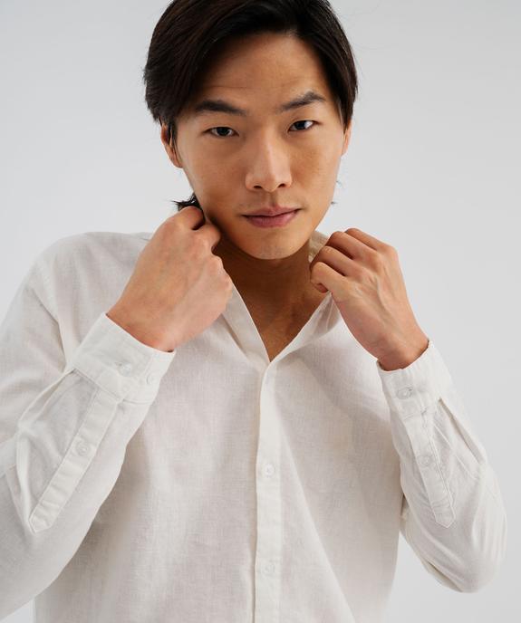 Chemise à manches longues en lin et coton coupe regular homme vue2 - GEMO 4G HOMME - GEMO