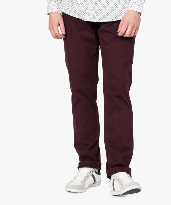 Pantalon homme 5 poches coupe regular en toile unie vue1 - GEMO (HOMME) - GEMO