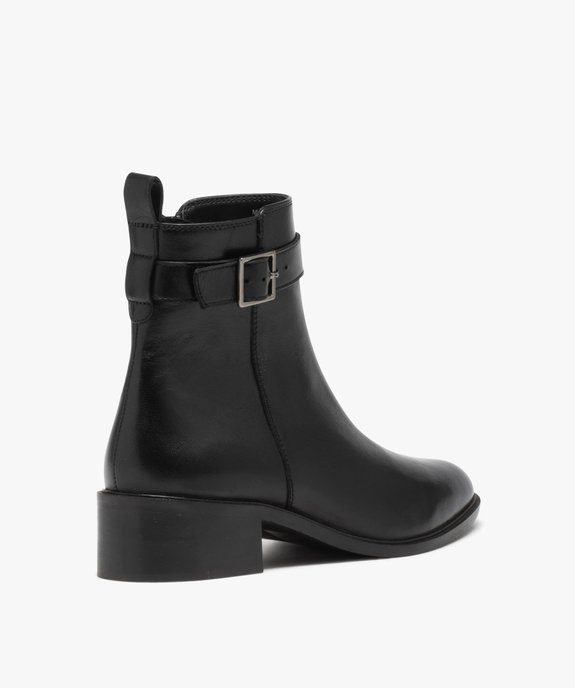Boots femme en cuir uni à bout amande et à zip - Taneo vue4 - TANEO - GEMO