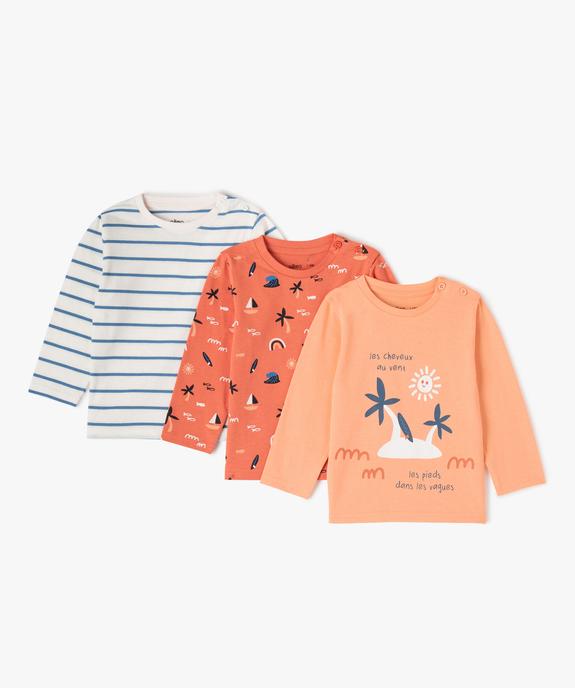 Tee-shirt bébé garçon à manches longues (lot de 3) vue1 - GEMO(BEBE DEBT) - GEMO