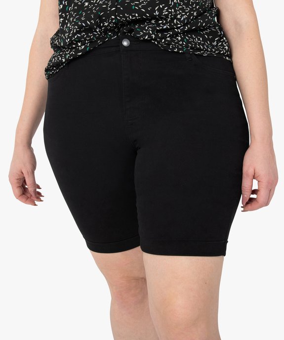 Bermuda femme grande taille en toile unie coupe ajustée vue2 - GEMO (G TAILLE) - GEMO