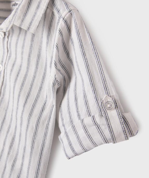 Chemise manches longues en coton rayé bébé garçon vue2 - GEMO(BEBE DEBT) - GEMO