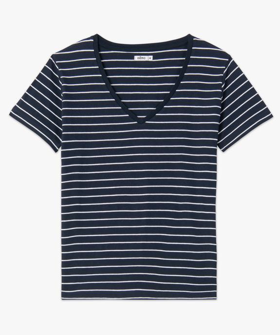 Tee-shirt femme col V à motifs  vue4 - GEMO(FEMME PAP) - GEMO