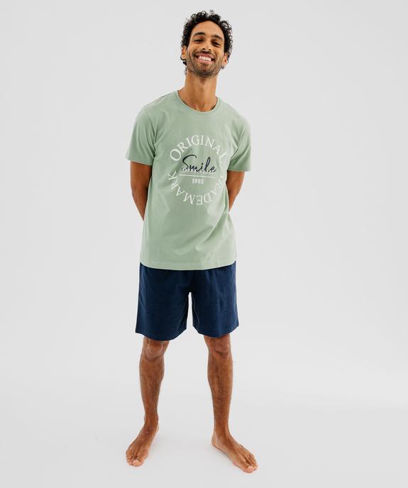 Pyjashort en coton mix&match homme vue2 - GEMO 4G HOMME - GEMO