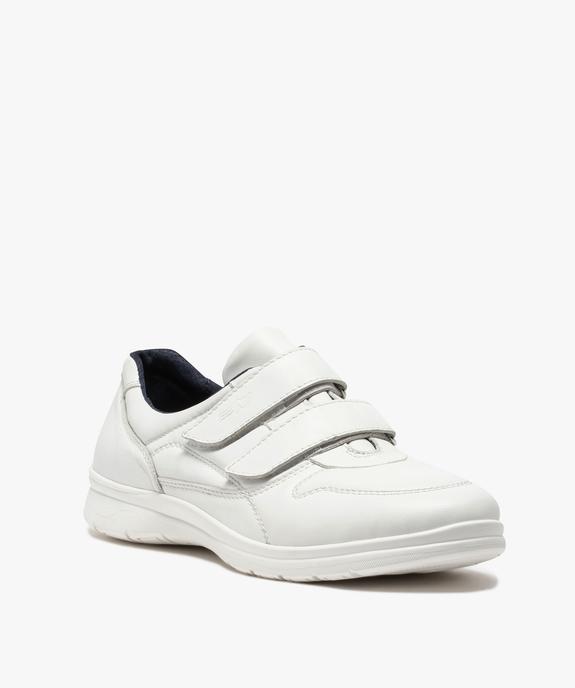 Baskets homme confort unies en cuir fermeture scratch vue2 - ZEN AIR - GEMO