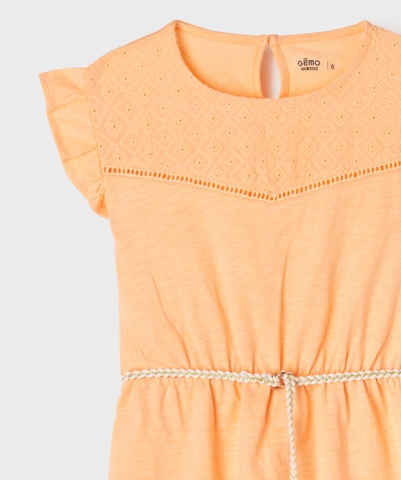 Robe fille en maille avec buste brodé et manches à volants vue2 - GEMO 4G FILLE - GEMO
