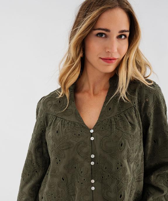 Blouse en coton à motifs brodés femme - GEMO(FEMME PAP) Blouse en coton à motifs brodés femme vue2 - GEMO(FEMME PAP) - GEMO