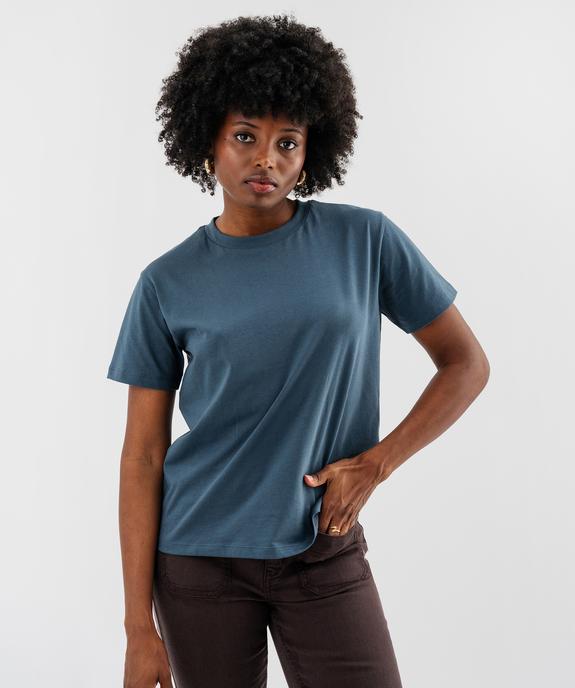 Tee-shirt manches courtes à col rond en jersey de coton femme vue1 - GEMO 4G FEMME - GEMO
