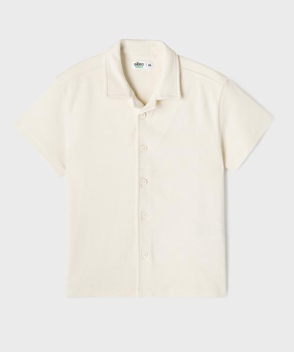 Chemise manches courtes à col cubain en coton texturé garçon vue2 - GEMO 4G GARCON - GEMO