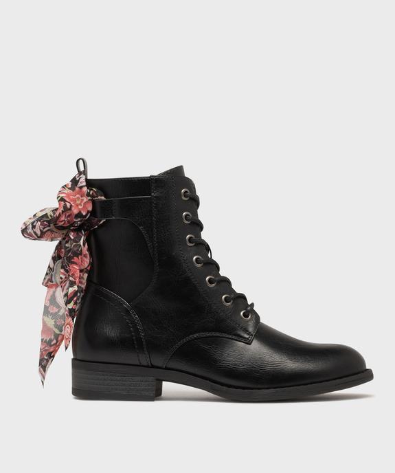 Boots à lacets et zip avec foulard à nouer femme  vue1 - EMILIA ROSA G4G - GEMO