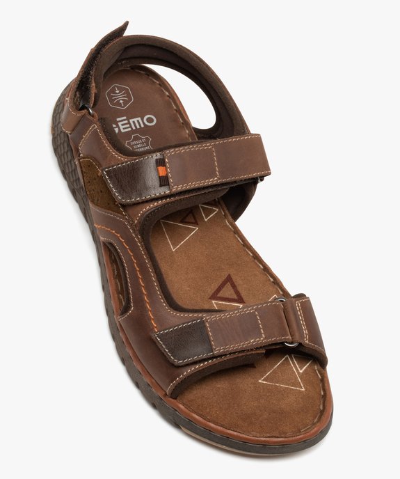 Sandales homme sport à brides scratch dessus cuir vue5 - GEMO (CASUAL) - GEMO