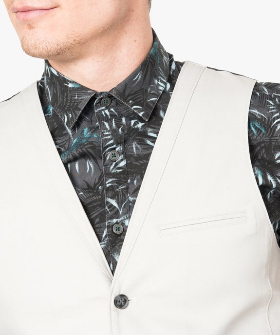 Gilet de costume uni dos satiné vue2 - GEMO (HOMME) - GEMO