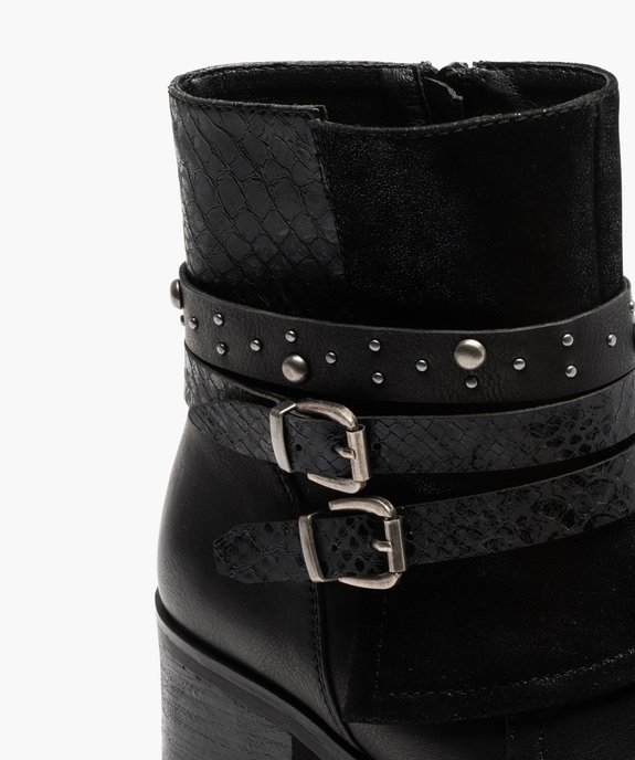 Boots femme à talon large et brides décoratives vue6 - GEMO(URBAIN) - GEMO