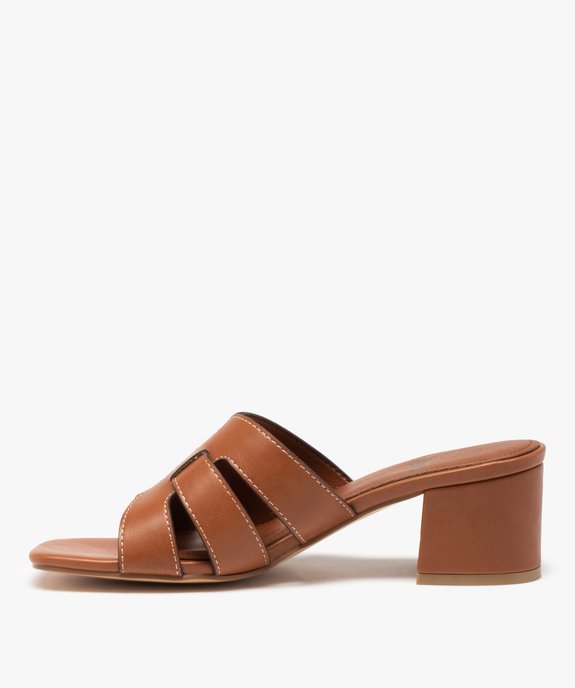 Mules femme unies à talon carré  vue3 - GEMO(URBAIN) - GEMO