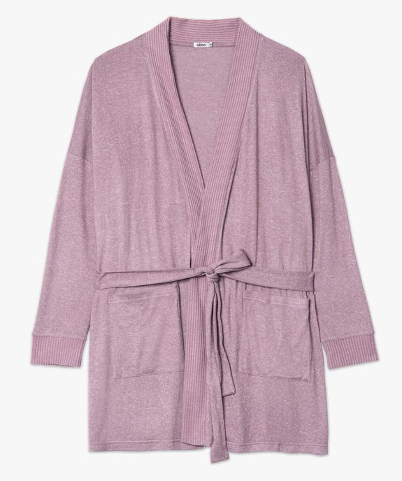 Veste d'intérieur femme grande taille en maille douce avec ceinture à nouer vue4 - GEMO(HOMWR FEM) - GEMO