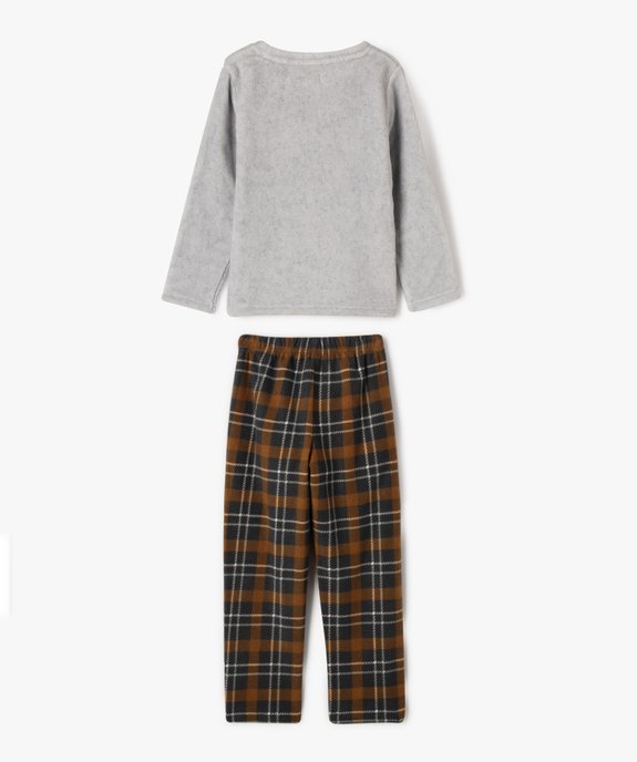 Pyjama en velours 2 pièces à carreaux et motif garçon vue4 - GEMO (ENFANT) - GEMO