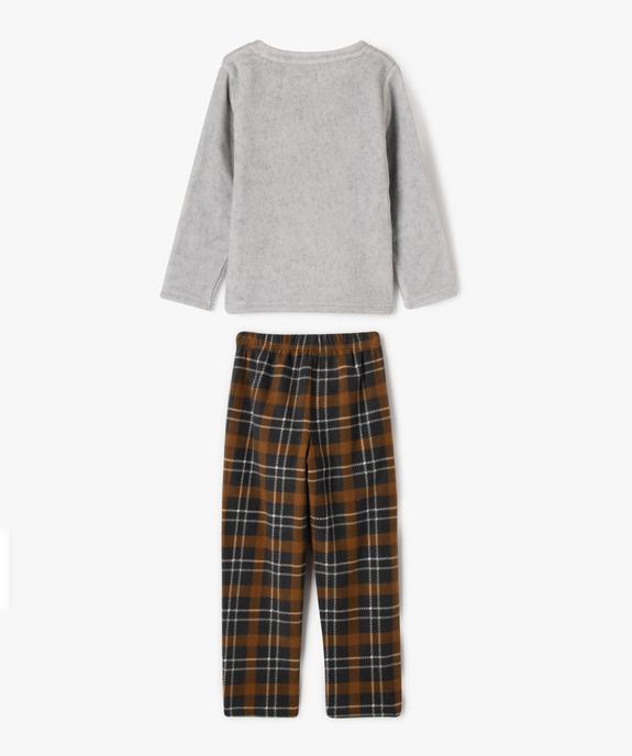 Pyjama en velours 2 pièces à carreaux et motif garçon - GEMO (ENFANT) Pyjama en velours 2 pièces à carreaux et motif garçon vue4 - GEMO (ENFANT) - GEMO