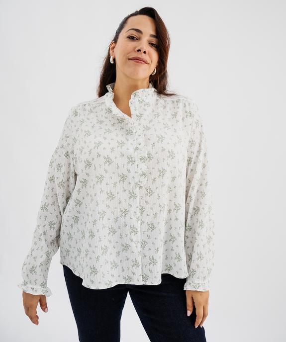 Chemise manches longues en tissu texturé et fleuri femme grande taille vue4 - GEMO (G TAILLE) - GEMO
