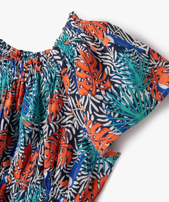 Blouse imprimée à manches courtes finitions froncées fille vue2 - GEMO 4G FILLE - GEMO