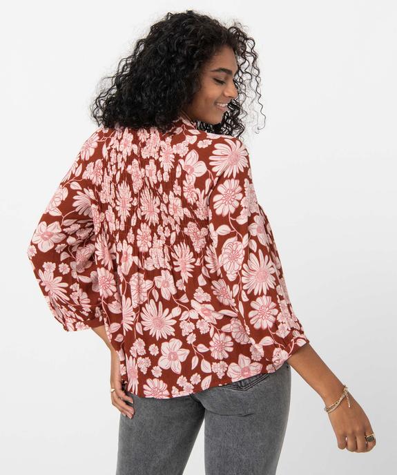 Blouse femme imprimée à manches ¾ avec haut smocké vue3 - GEMO(FEMME PAP) - GEMO