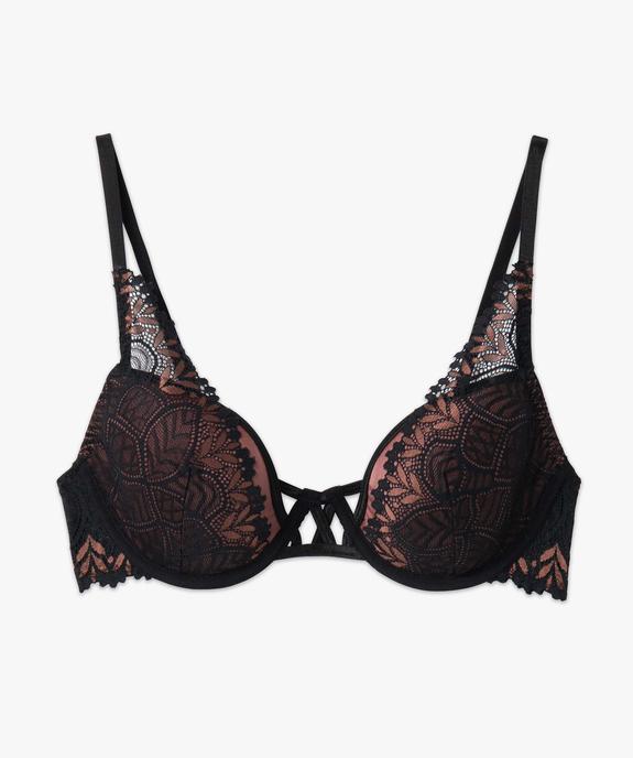 Soutien-gorge corbeille en matière satinée et dentelle vue4 - GEMO(HOMWR FEM) - GEMO