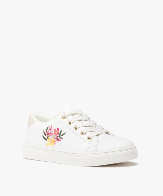 Baskets fille unies brodées fleurs sur le côté vue2 - GEMO (ENFANT) - GEMO