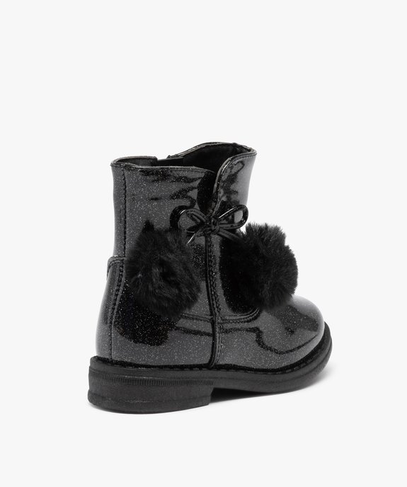 Boots fourrées fille dessus pailleté avec pompons vue4 - GEMO (ENFANT) - GEMO