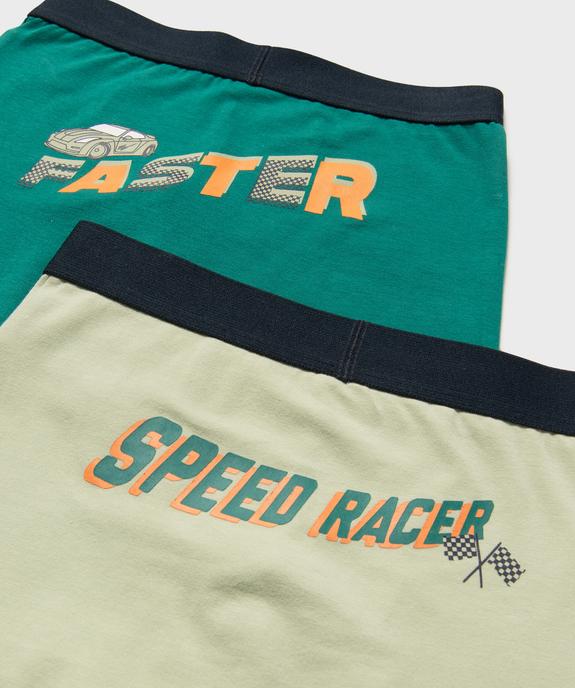 Boxers en coton stretch à motifs voitures de course garçon (lot de 2) vue2 - GEMO 4G GARCON - GEMO